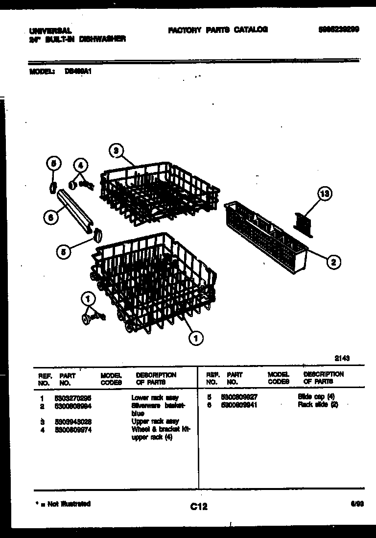 Tappan DB400A1 racks and trays diagram