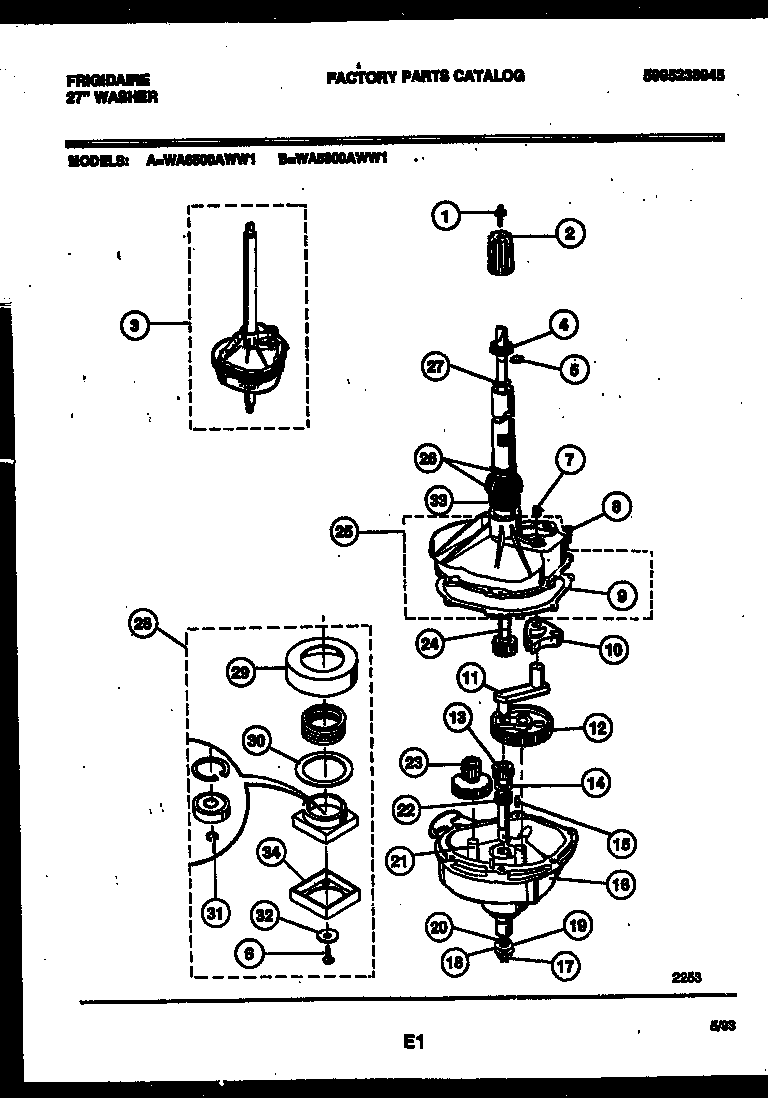 Frigidaire WA6500ADD1 transmission parts diagram
