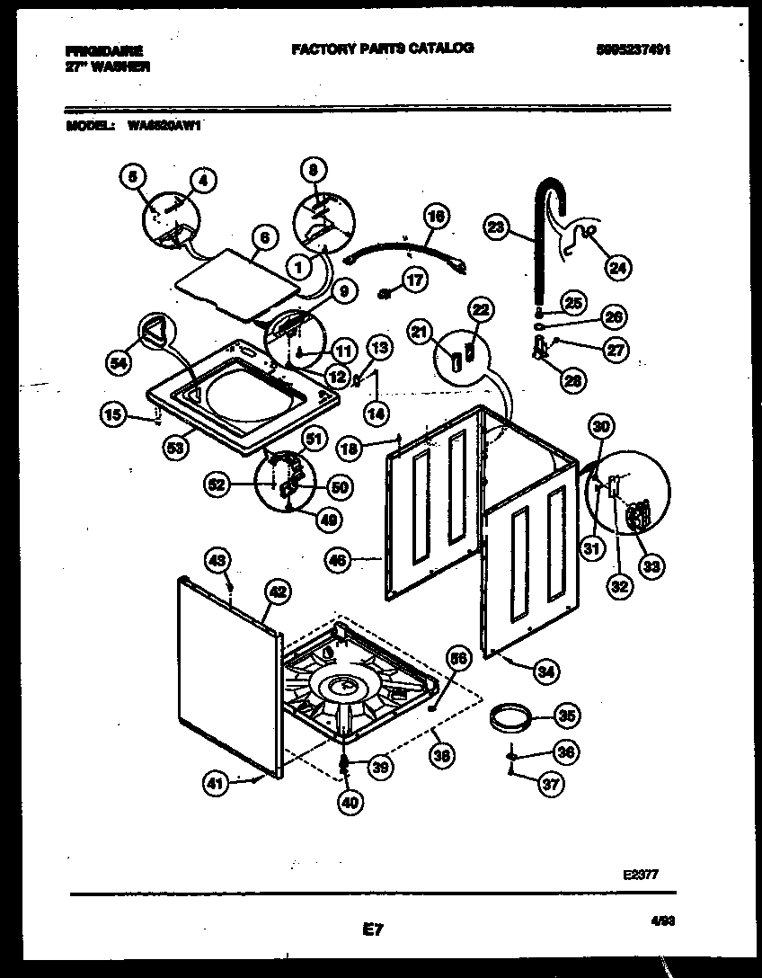 Frigidaire WA6520AW1 cabinet parts diagram