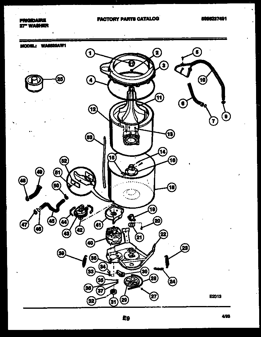 Frigidaire WA6520AW1 tub detail diagram