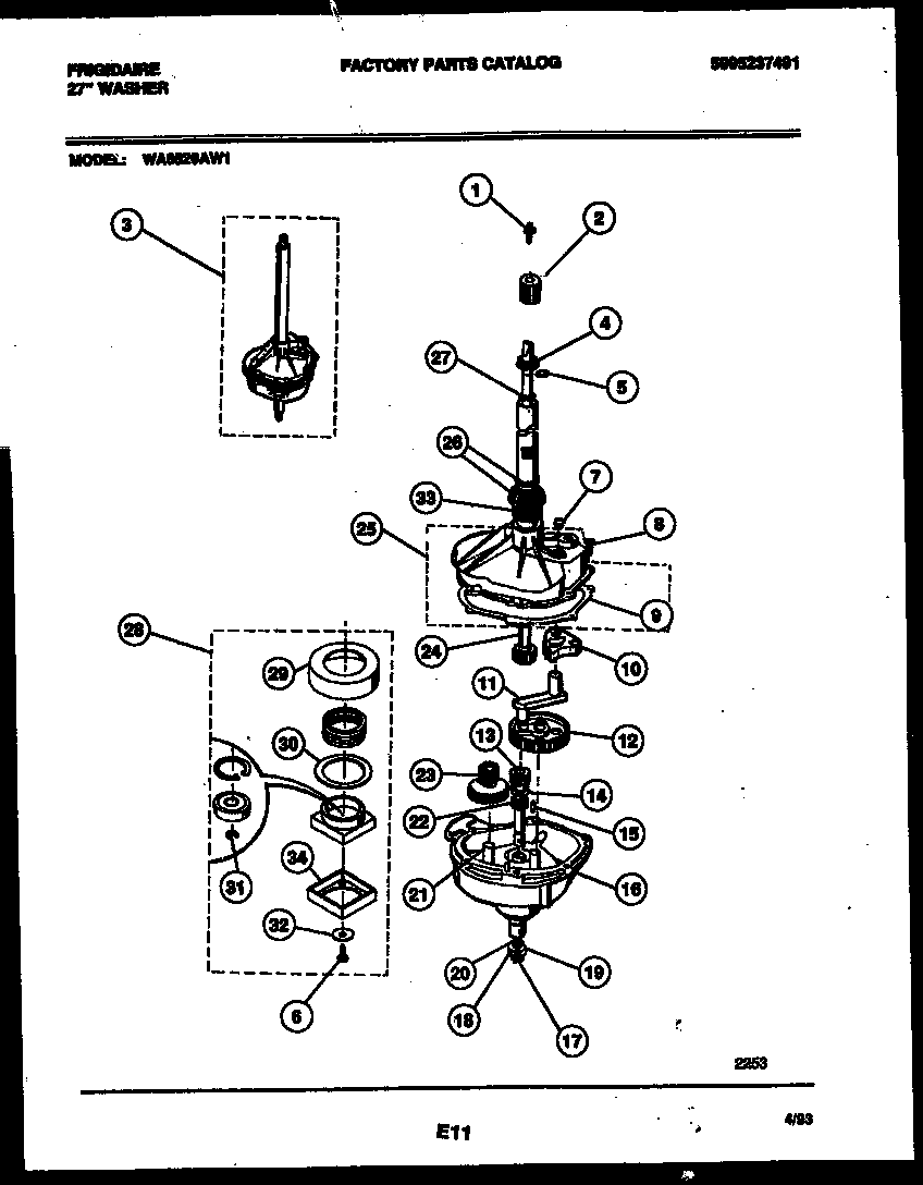Frigidaire WA6520AW1 transmission parts diagram