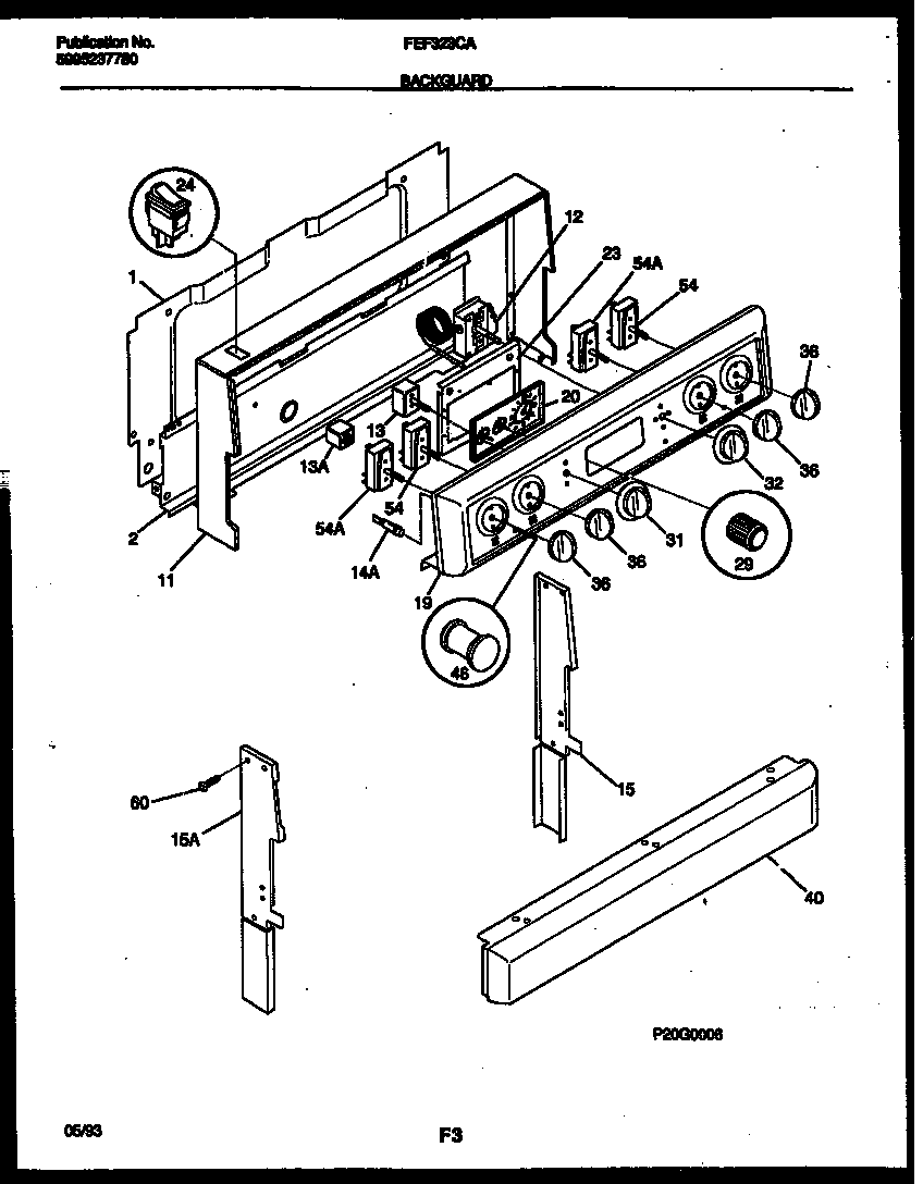 Frigidaire FEF323CASA backguard diagram