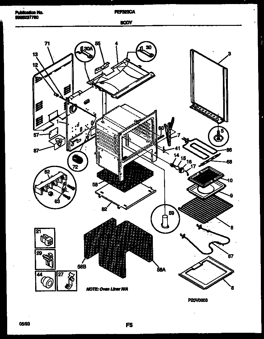 Frigidaire FEF323CASA body parts diagram