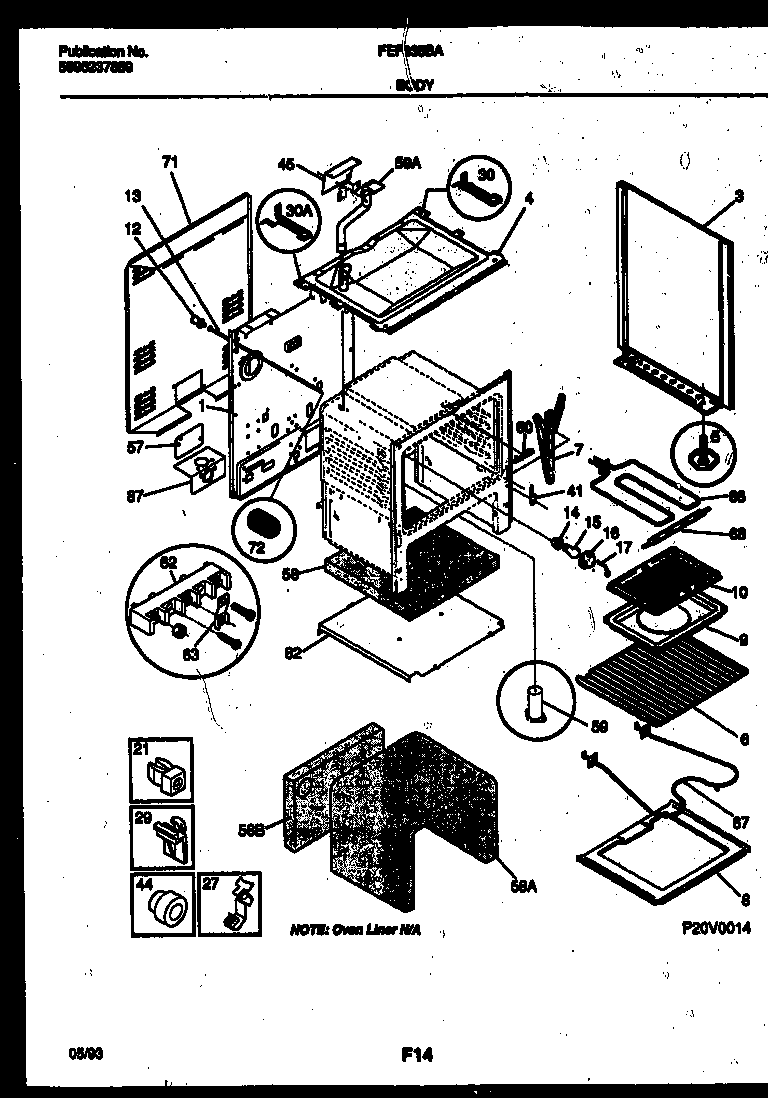Frigidaire FEF335BAWA body parts diagram