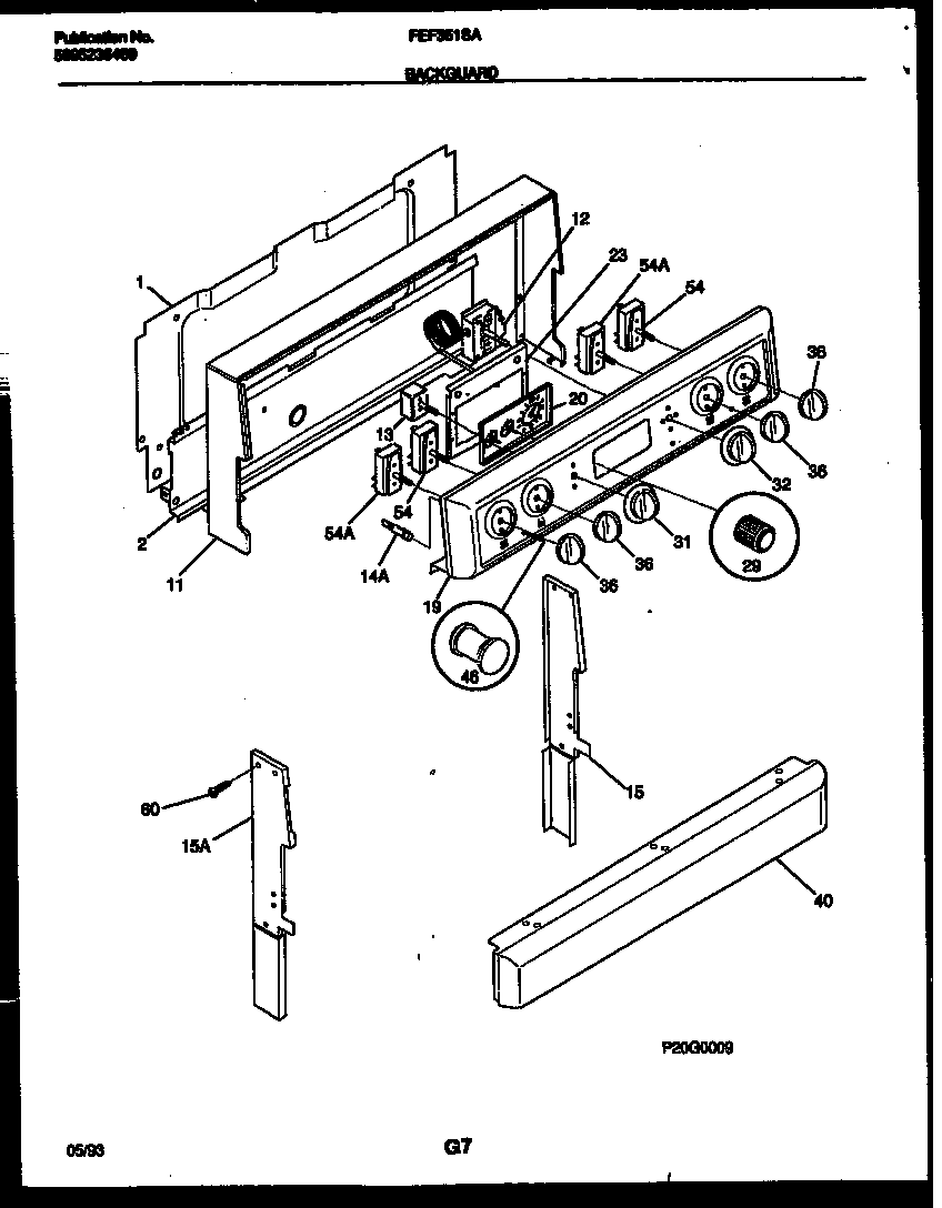 Frigidaire FEF351SAWA backguard diagram