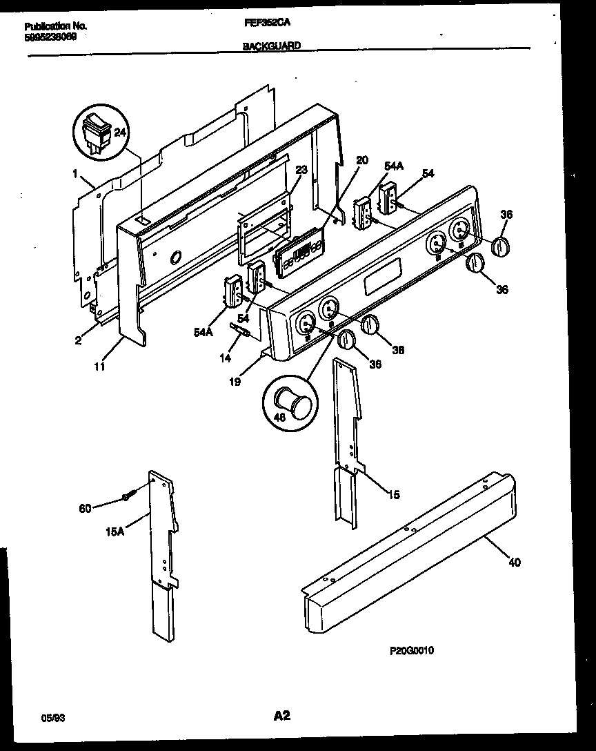 Frigidaire FEF352CASA backguard diagram