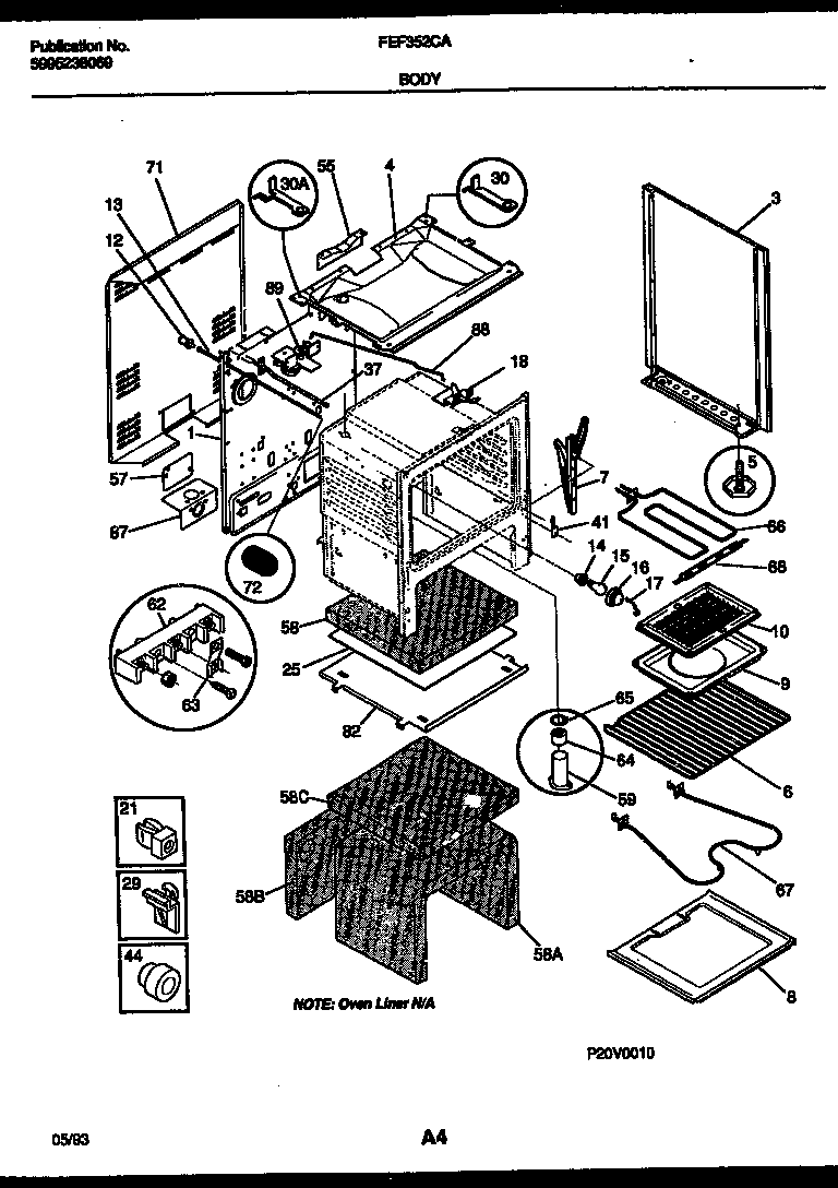 Frigidaire FEF352CASA body parts diagram