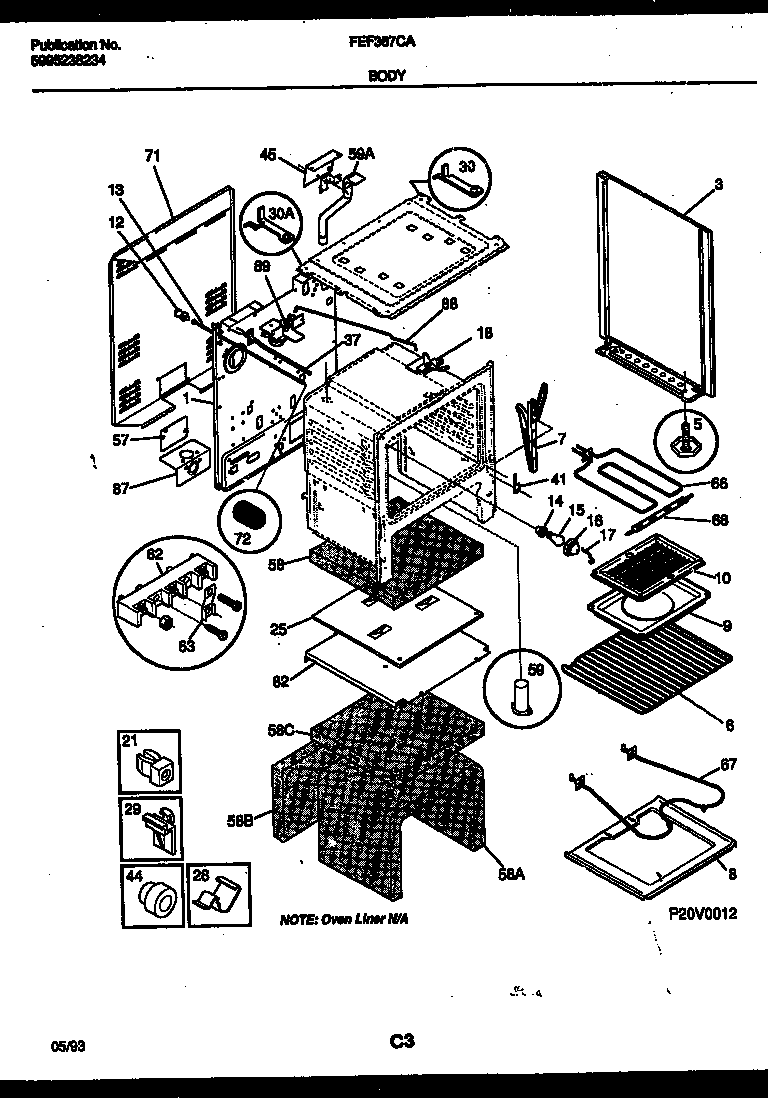 Frigidaire FEF367CASA body parts diagram