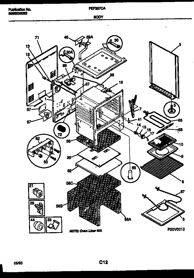 Frigidaire FEF367CATA body parts diagram