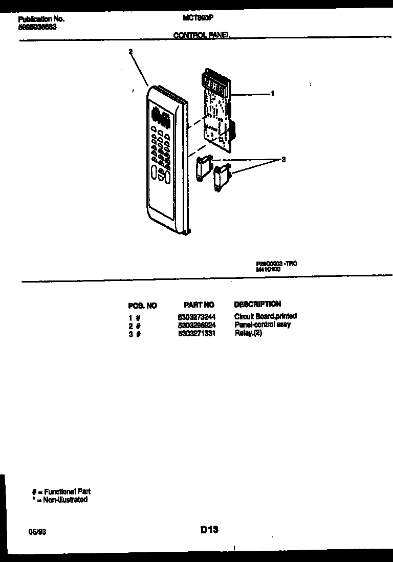 Frigidaire MCT890P3 control panel diagram