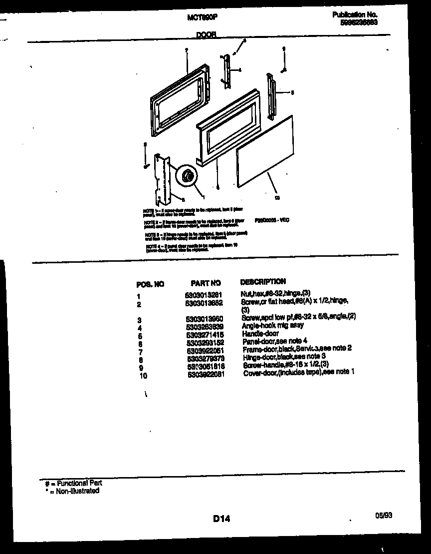 Frigidaire MCT890P3 door parts diagram