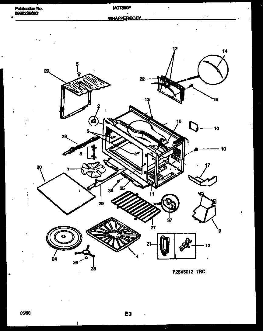 Frigidaire MCT890P3 wrapper and body parts diagram
