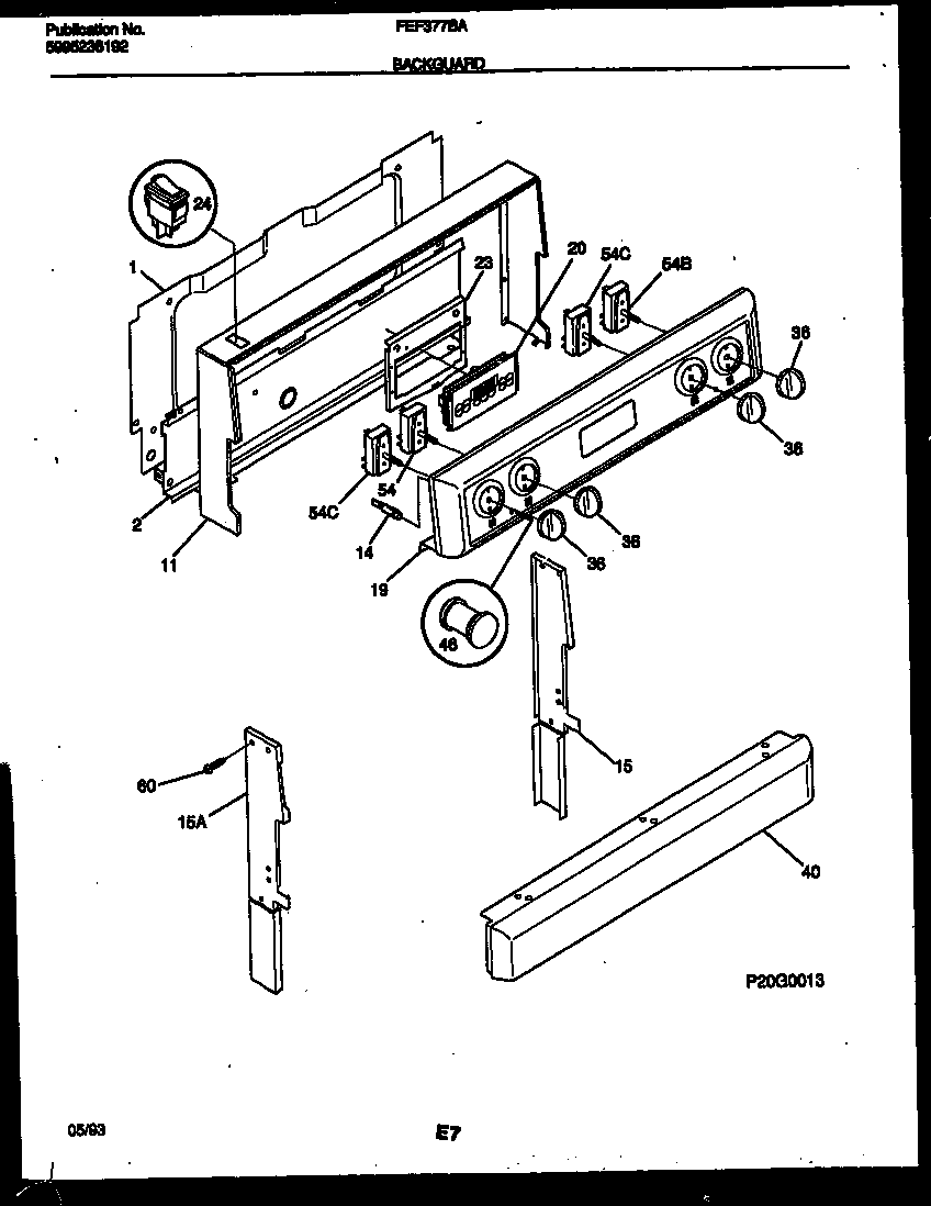 Frigidaire FEF377BAWA backguard diagram