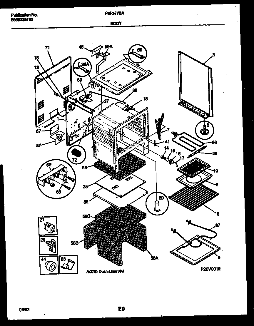Frigidaire FEF377BAWA body parts diagram