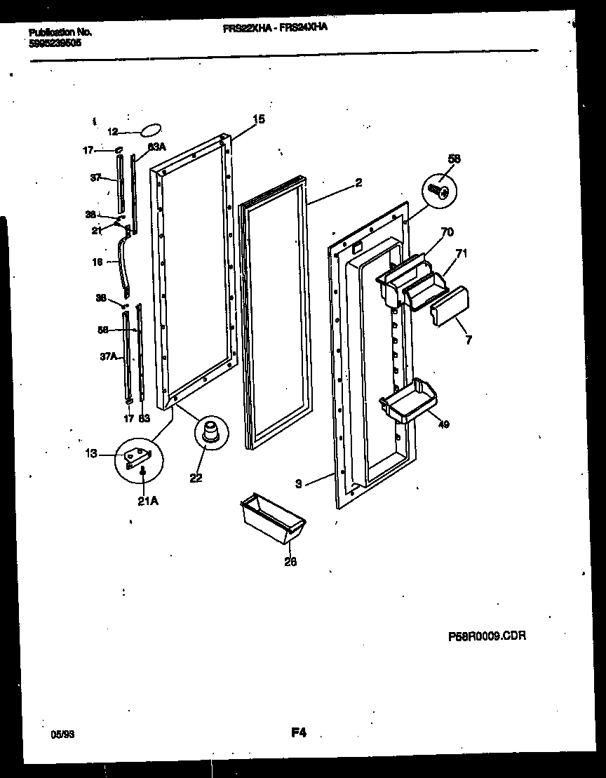 Frigidaire FRS22XHAD0 refrigerator door parts diagram