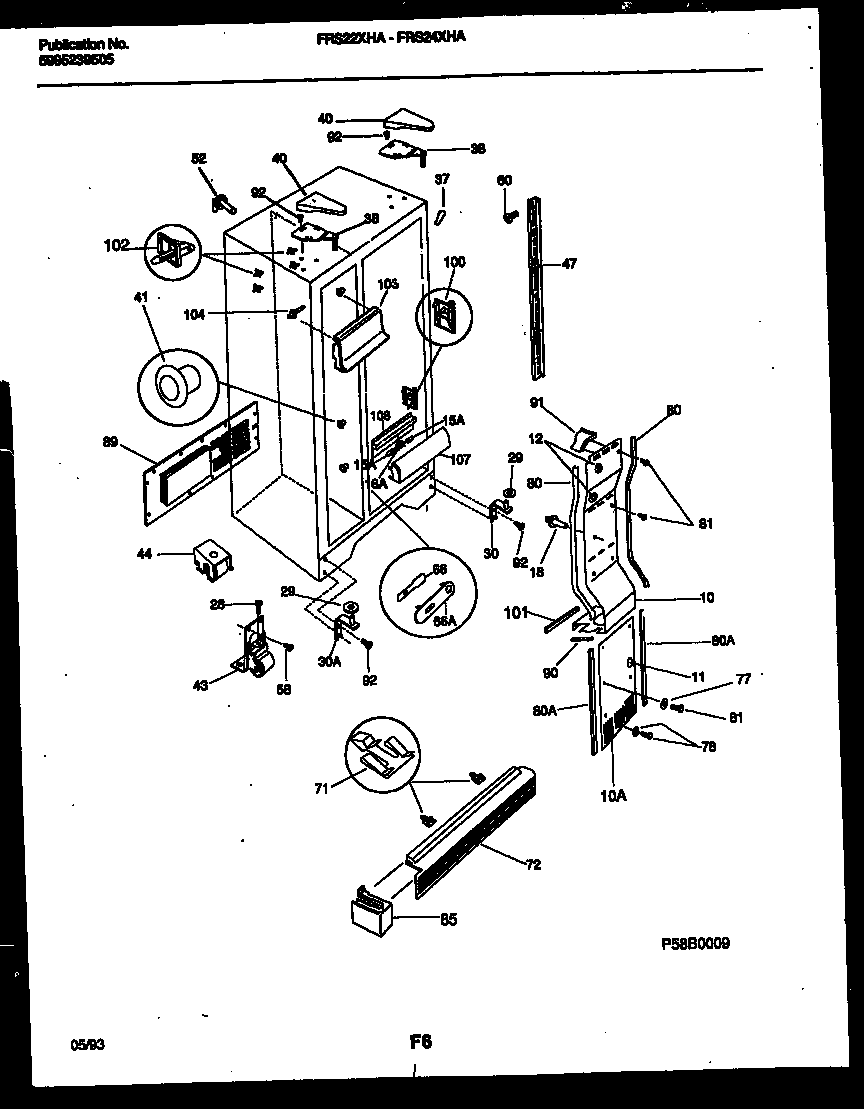 Frigidaire FRS22XHAD0 cabinet parts diagram