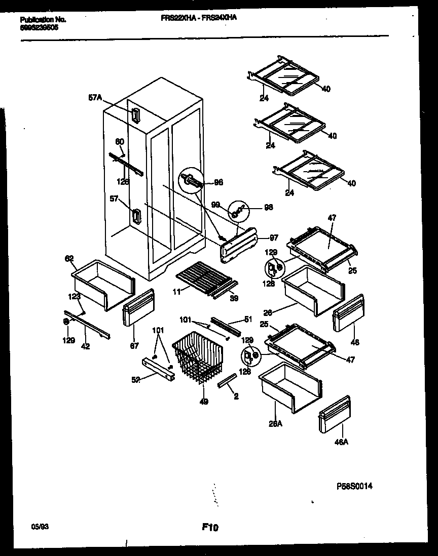 Frigidaire FRS22XHAD0 shelves and supports diagram