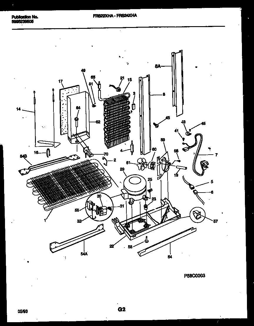 Frigidaire FRS22XHAD0 system and automatic defrost parts diagram