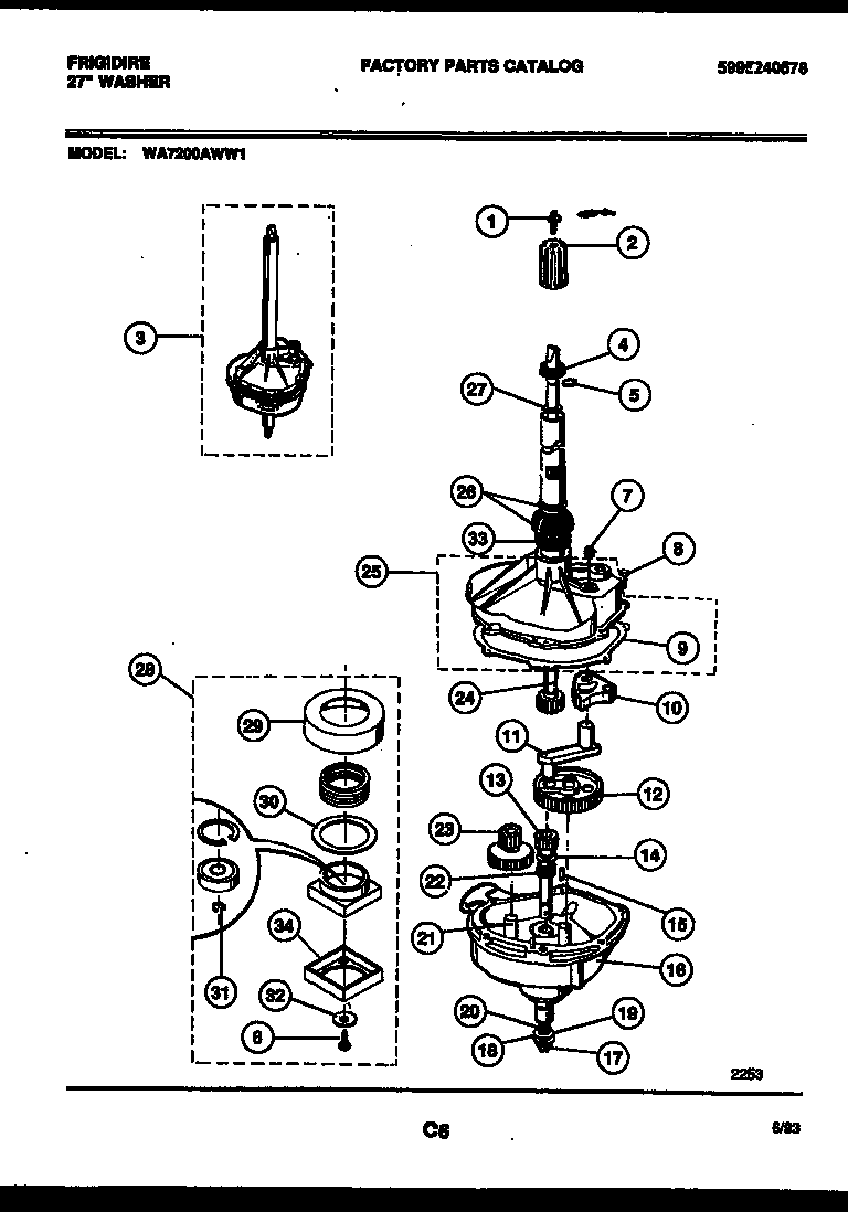 Frigidaire WA7200AWW1 transmission parts diagram