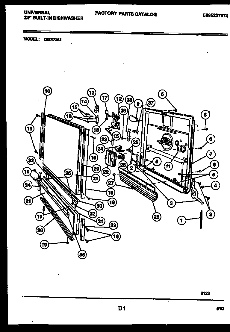 Kelvinator DB700AW1 door parts diagram
