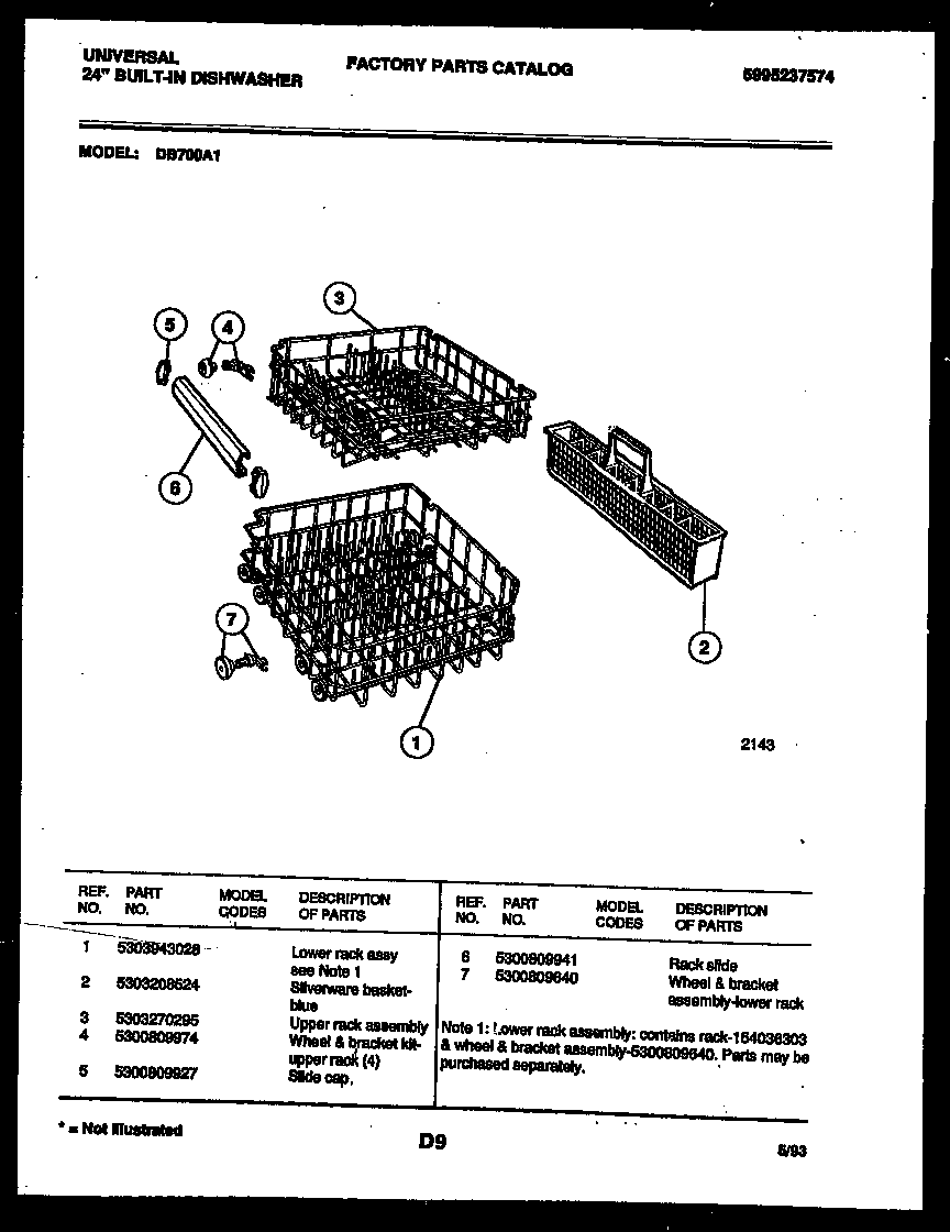 Kelvinator DB700AW1 racks and trays diagram