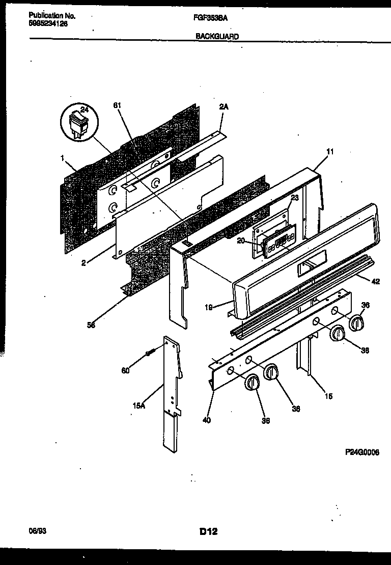 Frigidaire FGF353BADA backguard diagram