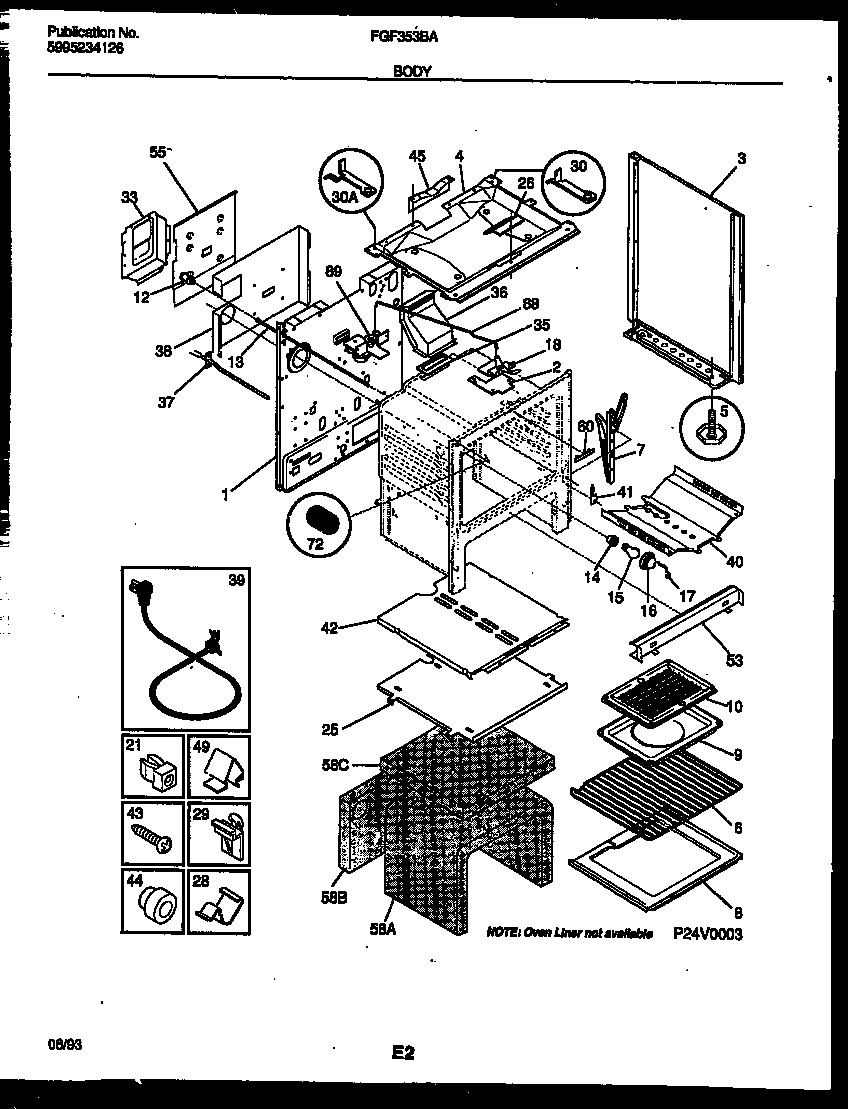 Frigidaire FGF353BADA body parts diagram