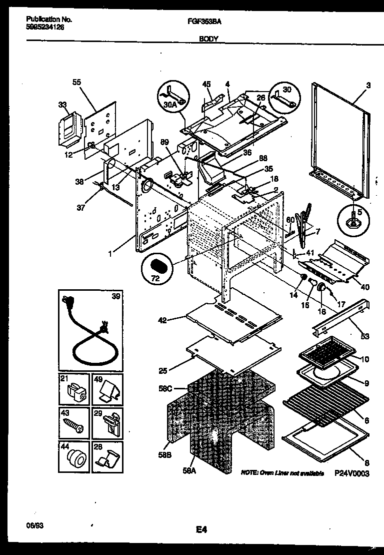 Frigidaire FGF353BADA body parts diagram