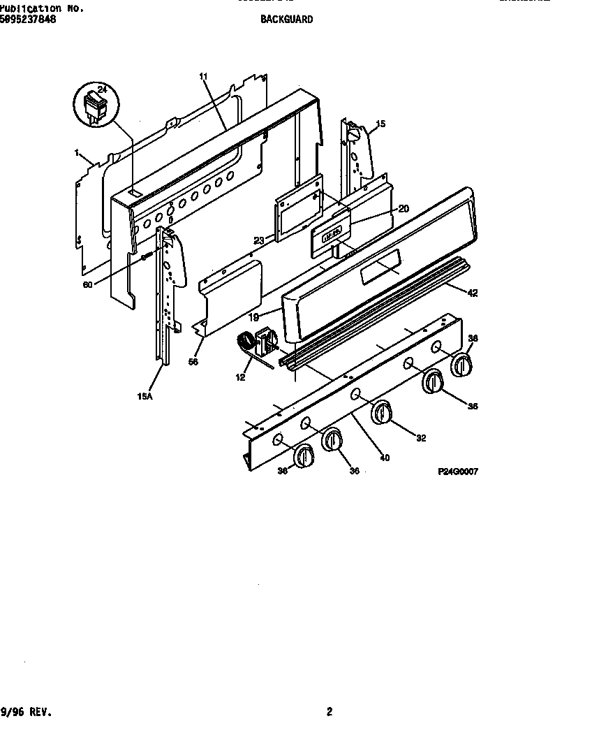 Frigidaire FGF333SADA backguard diagram