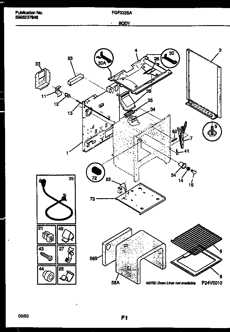 Frigidaire FGF333SADA body parts diagram