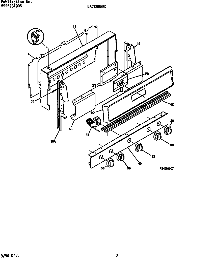 Frigidaire FGF333BAWA backguard diagram