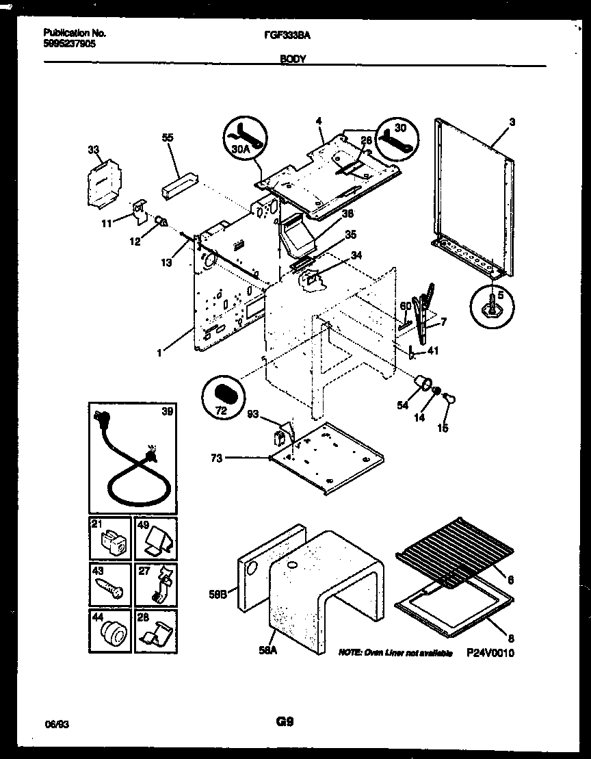 Frigidaire FGF333BAWA body parts diagram