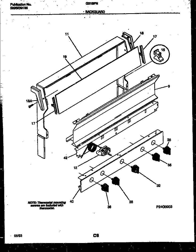 Frigidaire G31BPNW6 backguard diagram