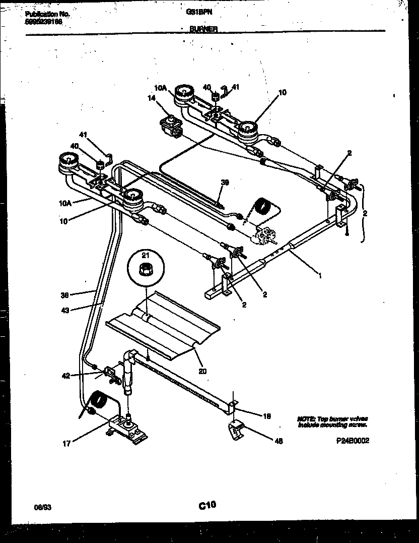 Frigidaire G31BPNW6 burner parts diagram