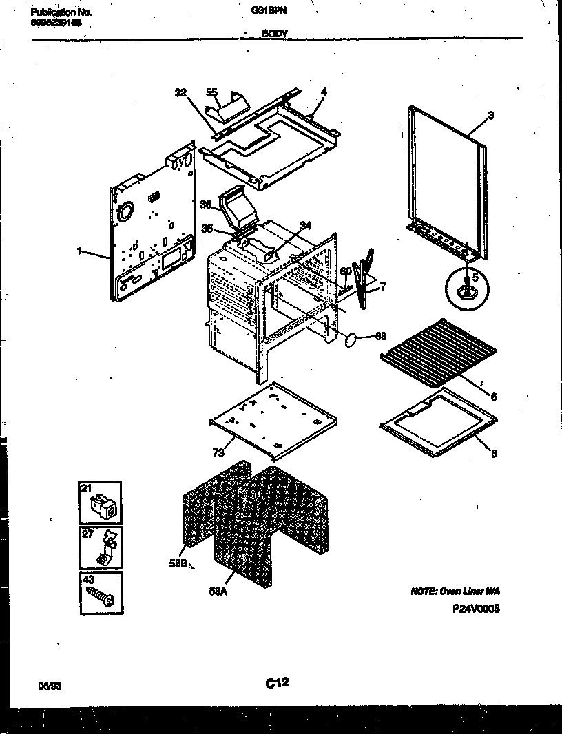 Frigidaire G31BPNW6 body parts diagram