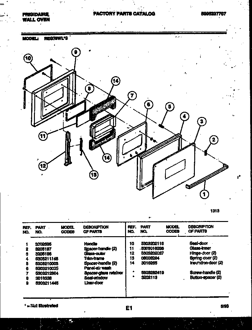 Frigidaire REG78WL3 door parts diagram