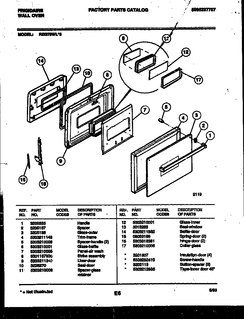 Frigidaire REG78WL3 door parts diagram
