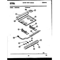 Tappan CG240SP2D2 backguard, cooktop and burner parts diagram