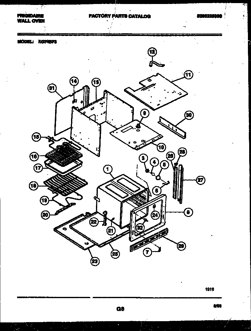 Frigidaire RG74BF3 body parts diagram