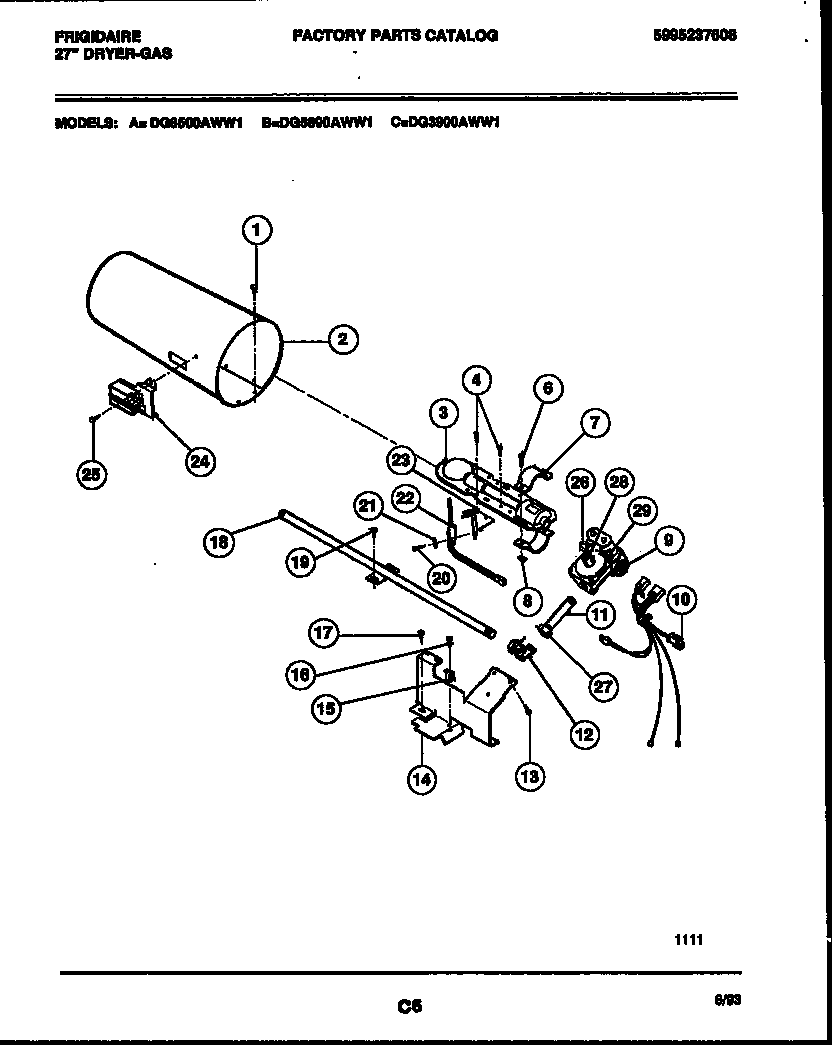 Frigidaire DG3900ADD1 burner, igniter and valve diagram