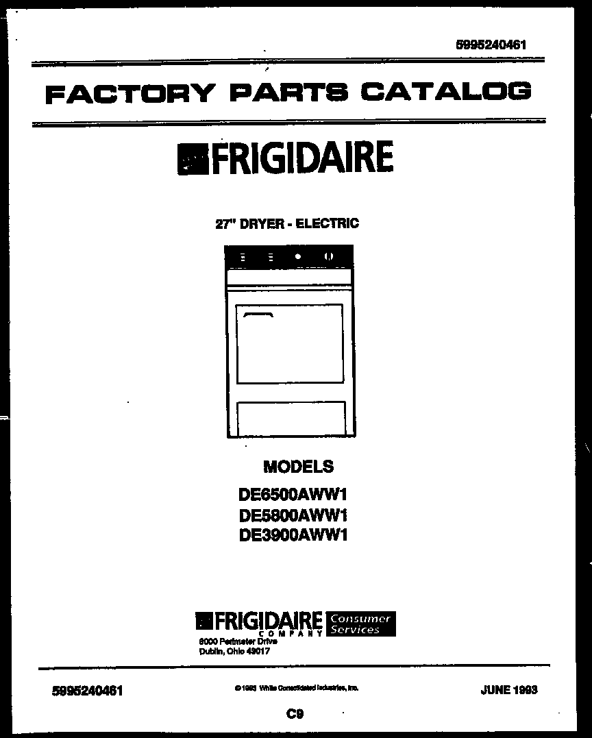 Frigidaire DE3900AWW1 null diagram