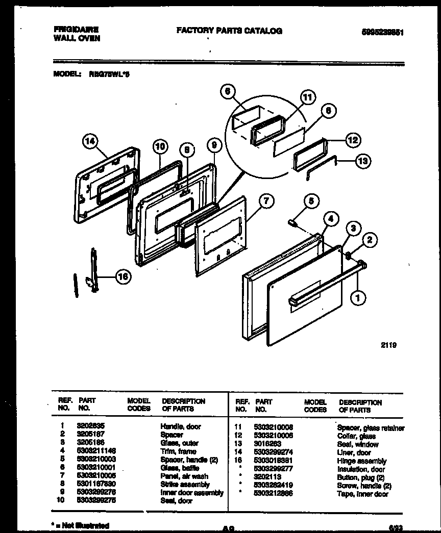 Frigidaire REG75WL5 door parts diagram