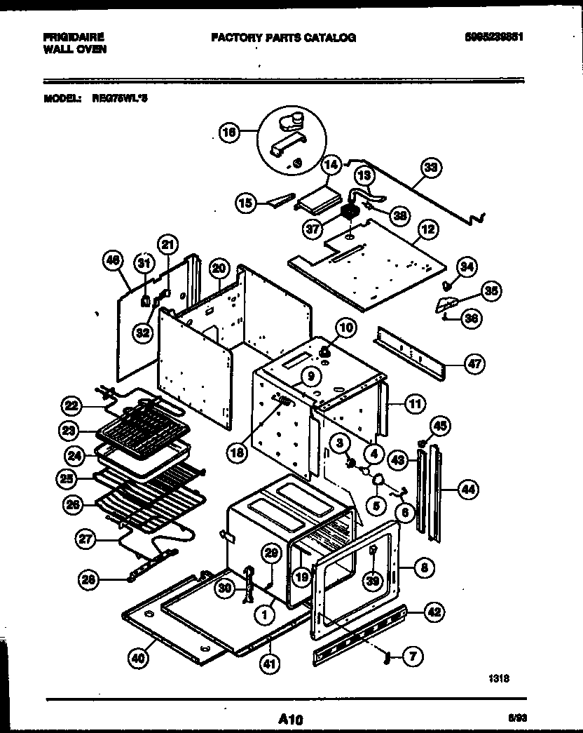 Frigidaire REG75WL5 body parts diagram