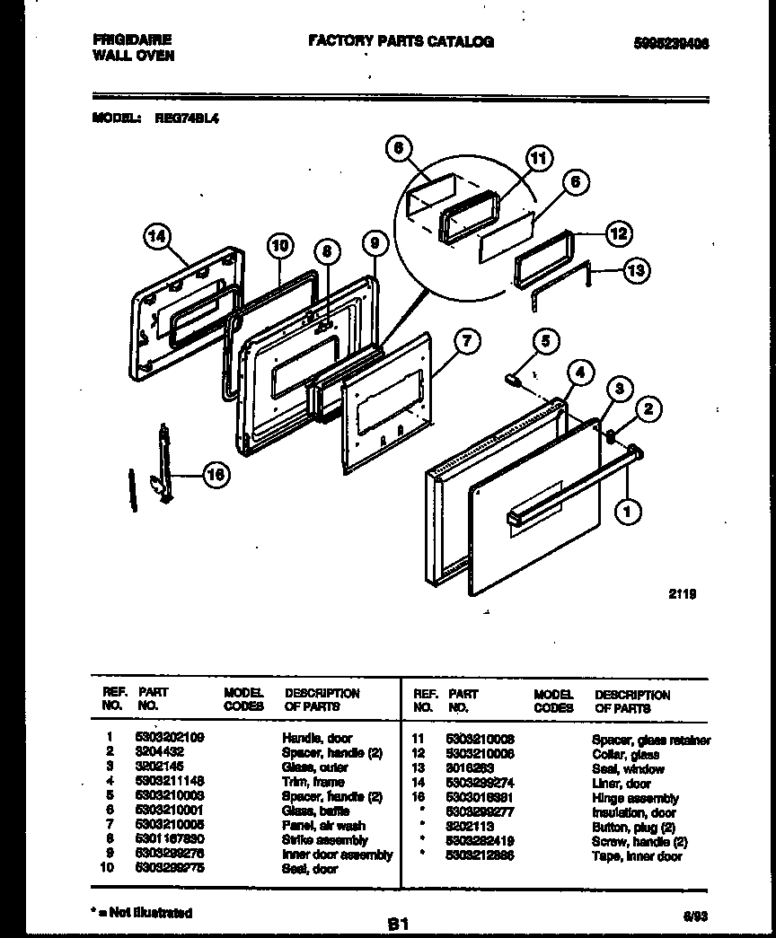 Frigidaire REG74BL4 door parts diagram