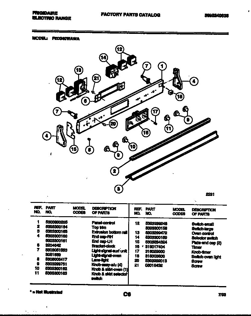 Frigidaire FED340WAWA control panel diagram