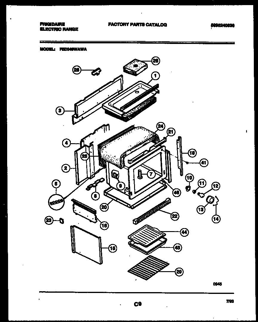 Frigidaire FED340WAWA body parts diagram