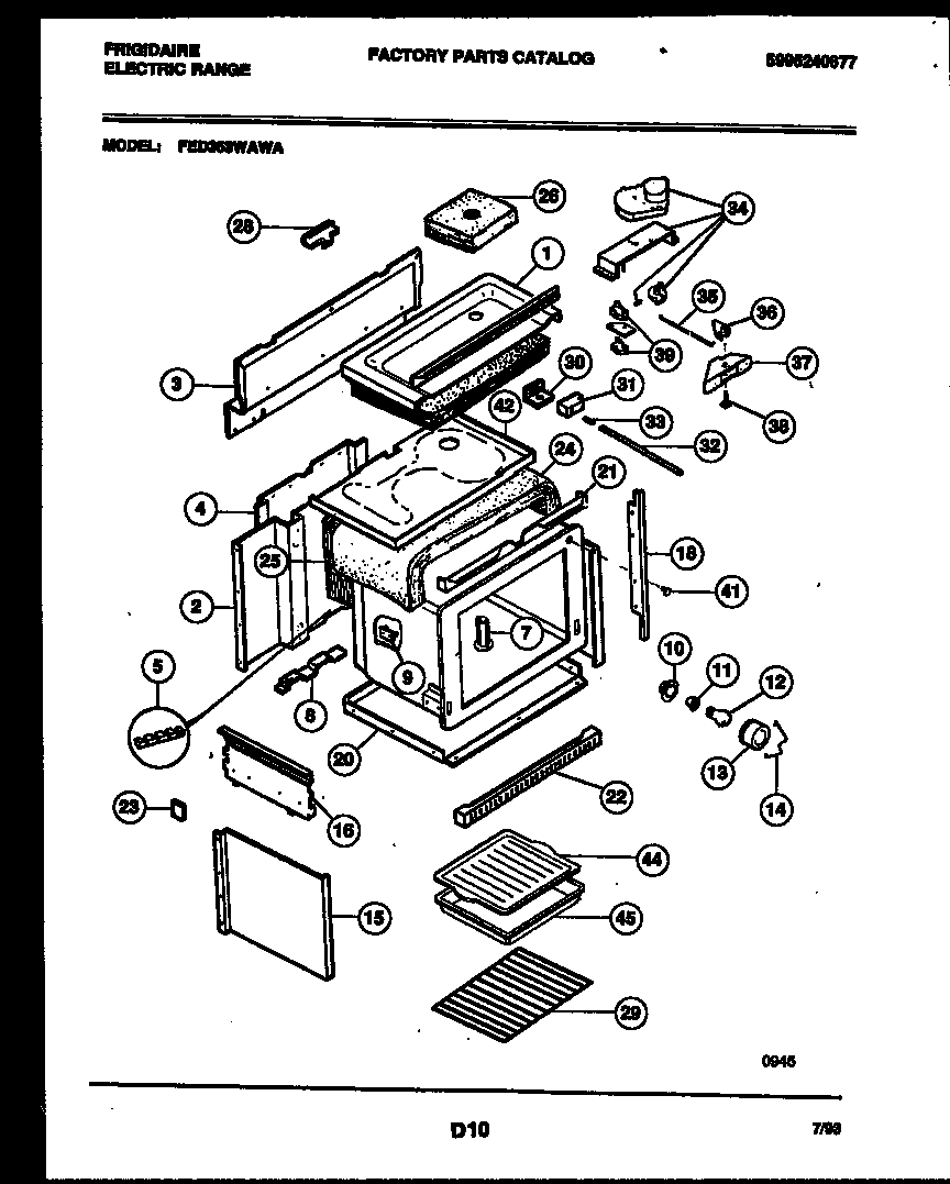 Frigidaire FED353WAWA body parts diagram