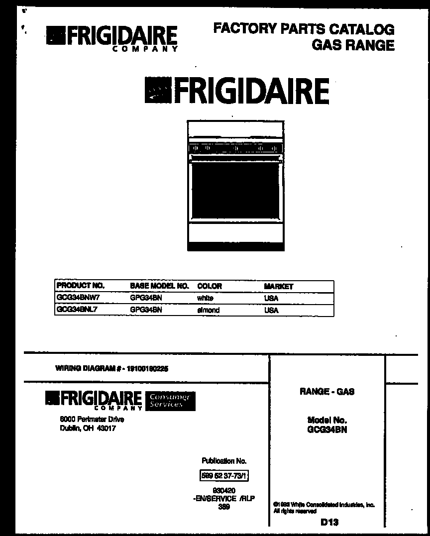 Frigidaire GCG34BNL7 cover diagram
