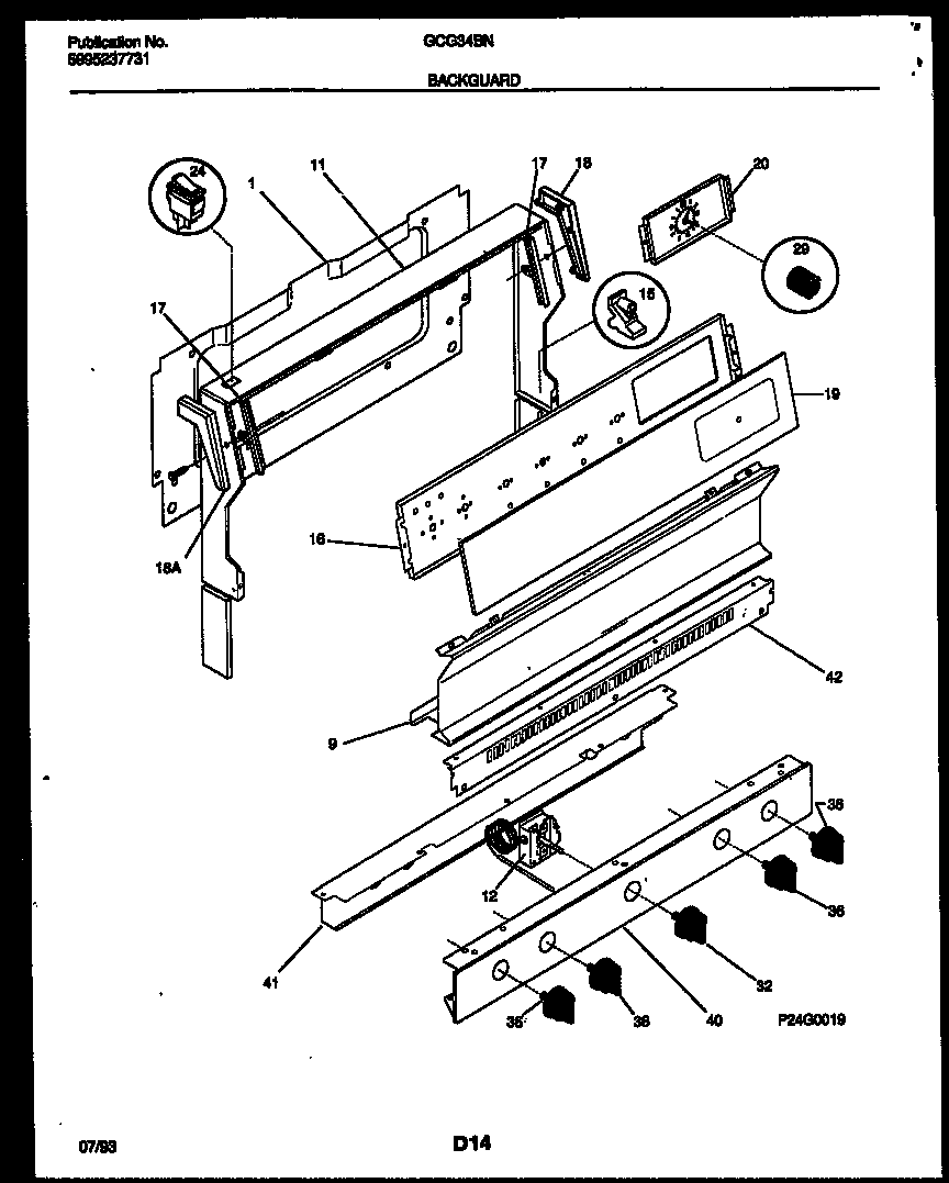 Frigidaire GCG34BNL7 backguard diagram