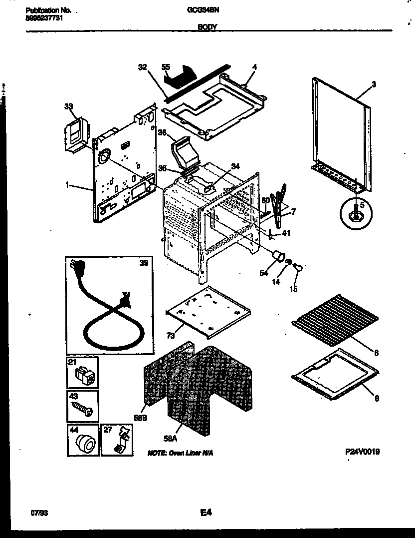 Frigidaire GCG34BNL7 body parts diagram